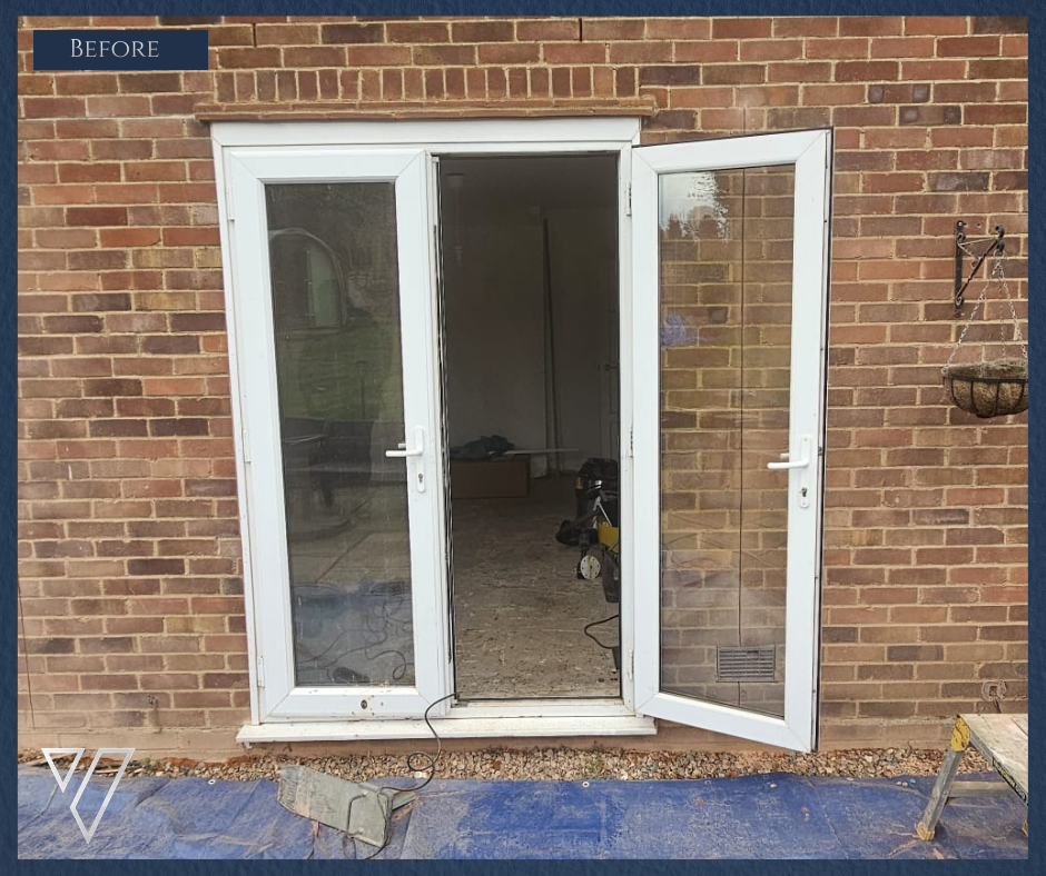 Patio doors before removal. Norwich, Norfolk